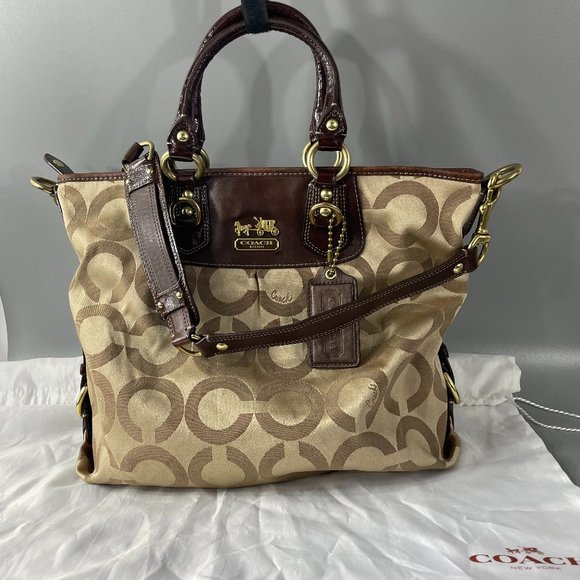 Coach # 12963 Julianne Tote Bag Satchel Tan/Leather - Picture 1 of 15